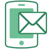 Piktogramme eines Smartphones und eines Briefumschlags