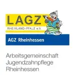 logo_LAGZ Logo mit gelbem Rechteck und Schriftzug 'LAGZ' sowie blauem Rechteck mit Schriftzug 'AGZ Rheinhessen' und einer Comicfigur, die ein Buch hält